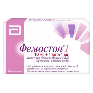 Фемостон 1 10мг+1мг и 1мг таб п.п.о. N28