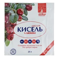 ДЖЕЛИ+ Кисель Клюква содержит витамины и селен б/сах Биокор пор гранулир 25г N1