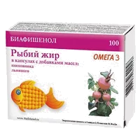 Биафишенол Рыбий жир Омега 3 с маслом шиповника и льна капсулы 0,3г N100