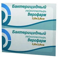 Лейкопластырь бактерицидный Верофарм ткан осн цв бел 3,8 х 3,8см