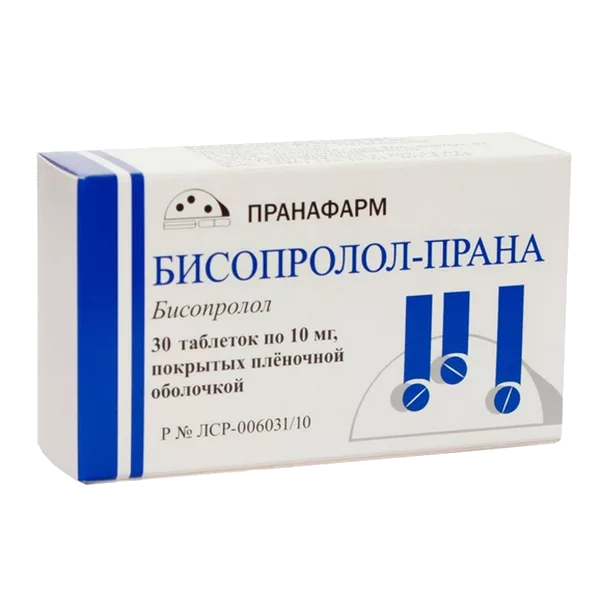Бисопролол-ПРАНА таб п.п.о. 10мг N30