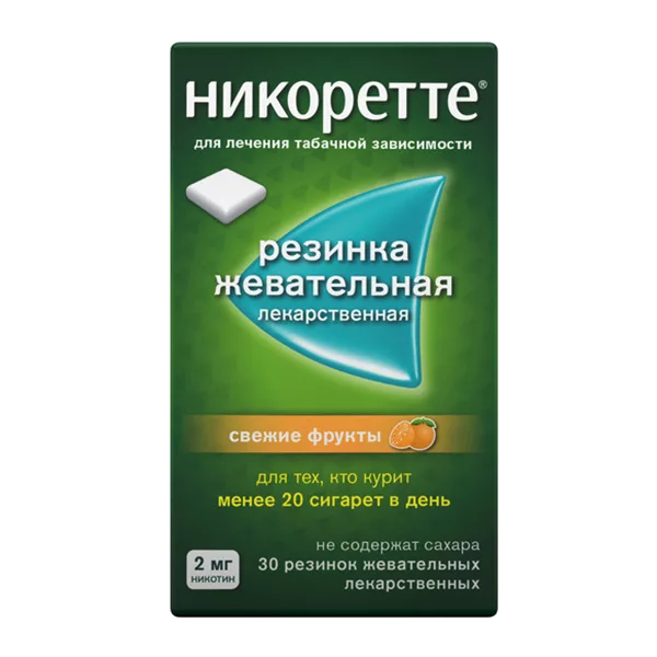 Никоретте резинка жеват лек Свежие фрукты 2мг N30