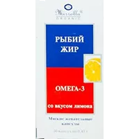 Рыбий жир Омега-3 с витаминами А, Д , Е со вкусом лимона Mirrolla Organic капсулы 0,47г N50