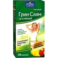 Грин Слим со стевией FITERA Фиточай с ароматом ананаса и земляники 2г N30