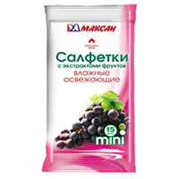 Салфетки влажные Максан mini освежающие с экстрактами фруктов N15