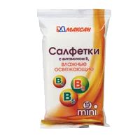 Салфетки влажные Максан mini освежающие с витамином В5 N15