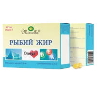Рыбий жир Mirrolla с витаминами А, Д, Е капсулы 370мг N100