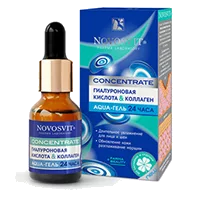 NOVOSVIT Aqua-гель 24 часа CONCENTRATE Гиалуроновая кислота & Коллаген д/лица и шеи 25мл