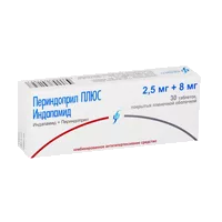 Периндоприл ПЛЮС Индапамид таб п.п.о. 2,5мг 8мг N30