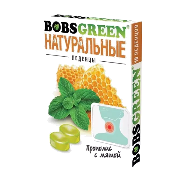BOBSGREEN Карамель леденцовая со вкусом Прополис с мятой 3,5г N10