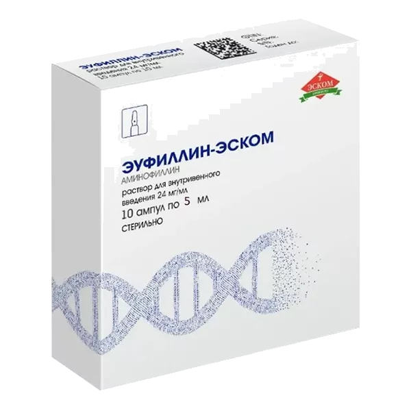 Эуфиллин-ЭСКОМ р-р для в/в вв 2,4% 5мл N10