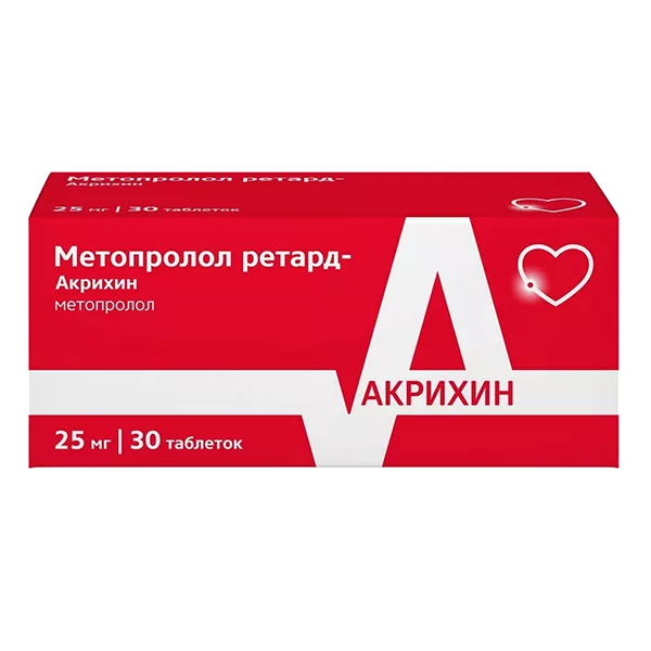 Метопролол ретард-Акрихин таб пролонг п.п.о 25мг N30