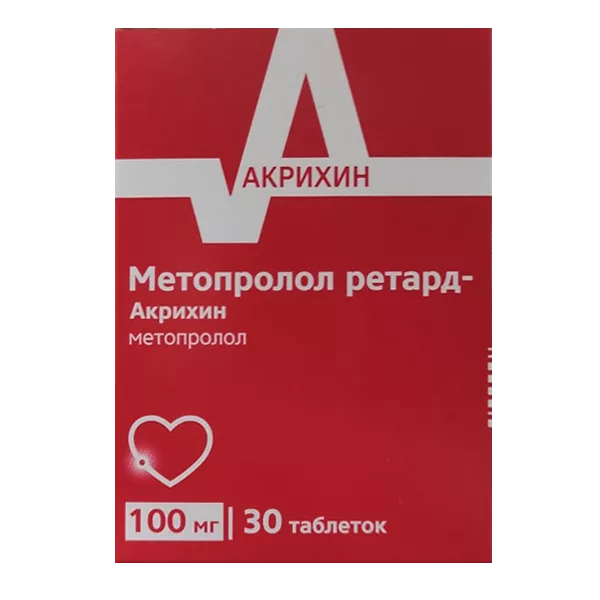 Метопролол ретард-Акрихин таб пролонг п.п.о 100мг N30