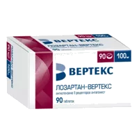 Лозартан-ВЕРТЕКС таб п.п.о. 100мг N90