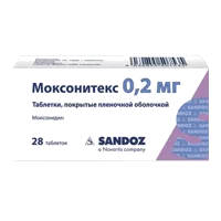 Моксонитекс таб п.п.о. 0,2мг N28