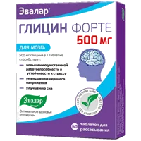 ГЛИЦИН Форте 500 мг ЭВАЛАР таблетки д/рассас 0,58г N60