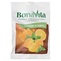 BONA VITA Карамель леденцовая на травах с витамином С ЛИМОН и МЯТА 5,3ME 60г N1