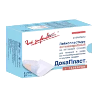 Лейкопластырь ДокаПласт антимикробный с протарголом н/ткан осн стер 6 х 10см N25