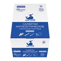 Салфетка спиртовая White Whale антисепт (70% этил спирт) стер 60х60мм N100