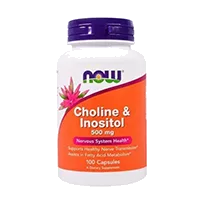NOW Холин + Инозитол Choline & Inositol 500 мг капсулы 1139мг N100