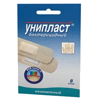 Лейкопластырь бактерицидный УНИПЛАСТ незаметный н/ткан осн цв тел 1,9 х 7,2см N8