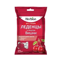 Леденцы Herbion без сахара Освежающие Вишневые с маслом эвкалипта и витамином С 2,5г N25