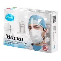 Маска мед Latio хирургическая противожидкостная с экраном на резинке N25