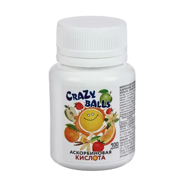 Аскорбиновая кислота CRAZY BALLS разноцветное драже 500мг N100