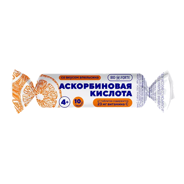 Аскорбинка с глюкозой таб вкус апельсина 3г N10