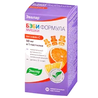 Бэби формула Мишки Витамин Д3 ЭВАЛАР пастилки жев 2,5г N30