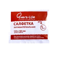 Салфетка антибактериальная Evers Life (70% р-р изопропиловый спирт) 135х185мм N1
