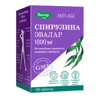 Спирулина 1000 мг ANTI-AGE ЭВАЛАР таблетки 1,1г N100