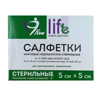 Салфетки марлевые стер New Life будьте здоровы! мед 12 слож 5х5см N10