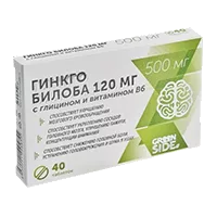 ГИНКГО БИЛОБА 120 мг с глицином и витамином В6 Green SIDE таблетки 500мг N40