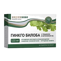 ГИНКГО БИЛОБА 120 мг с глицином и витамином В6 Green SIDE таблетки 500мг N60