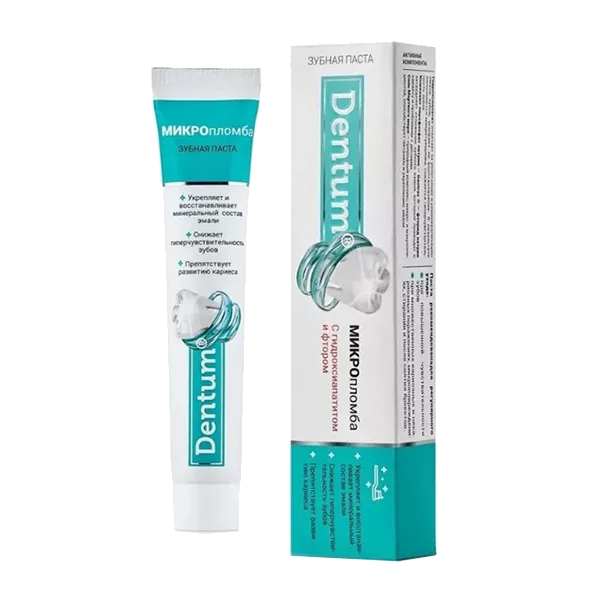 Зубная паста Dentum МИКРОпломба с гидроксиапатитом и фтором 90г