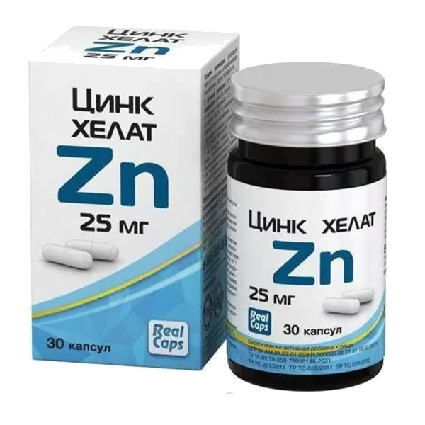 Цинк хелат 25 мг RealCaps капсулы 326мг N30