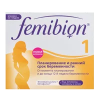 Фемибион 1 таблетки п.п.о. 917мг N28
