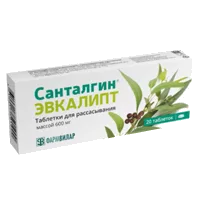 Санталгин Эвкалипт таблетки д/рассас 600мг N20