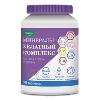 Минералы ХЕЛАТНЫЙ КОМПЛЕКС ЭВАЛАР таблетки п/о 1550мг N90