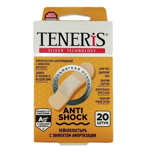 Лейкопластырь бактерицидный TENERiS Набор ANTISHOCK полимерн осн ионы серебра 76х19мм N20
