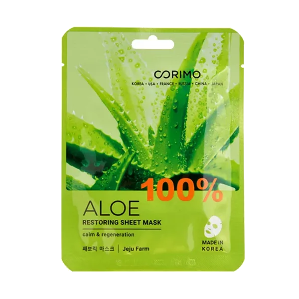 CORIMO Маска для лица тканевая Восстановление 100% ALOE 22г
