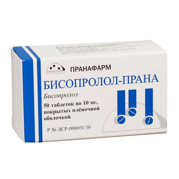 Бисопролол-ПРАНА таб п.п.о. 10мг N50