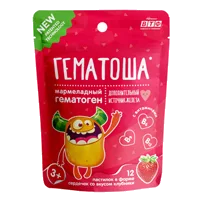 ГЕМАТОША мармеладный гематоген пастилки жев вкус клубники 4г N12