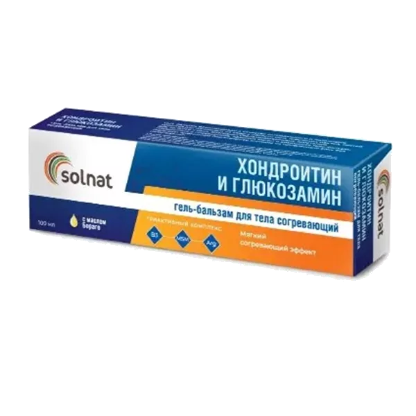 Solnat Гель-бальзам для тела Хондроитин и Глюкозамин с маслом бораго согревающий 100мл