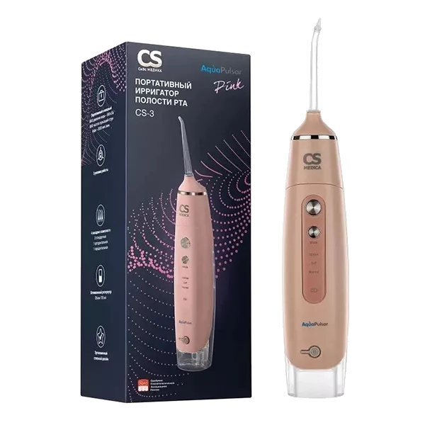 Ирригатор полости рта CS Medica AquaPulsar (CS-3) портативный цв розовый
