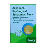 Леводопа/Карбидопа/Энтакапон-Тева 100мг+25мг+200мг таб п.п.о. N30