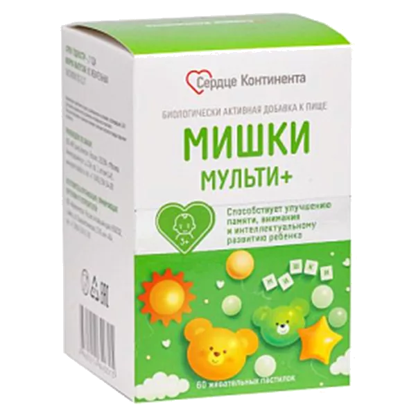 Мишки Мульти+ Сердце Континента пастилки жев 2г N60