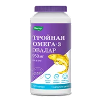 Тройная ОМЕГА-3 950 мг ANTI-AGE ЭВАЛАР капсулы 1,3г N120
