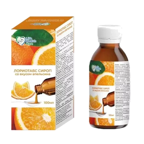 ЛОРИОТАБС Life Health Care Сироп со вкусом апельсина 100мл N1